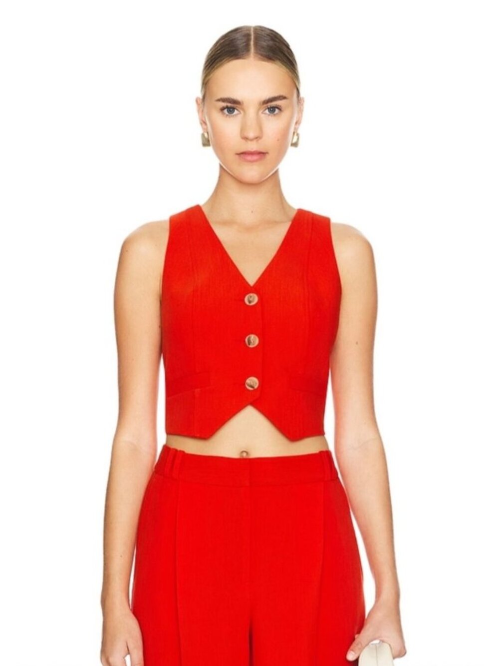 NEW Shona Joy Irena Tailored Fitted Vest Top Hibiscus US 2 Business Casual
